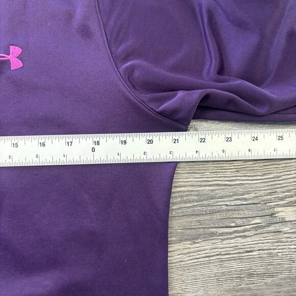 UA Under Armour Two Tone‎ Purple Colorblock Womens Medium Fleece Divide Hoodie - Picture 6 of 8